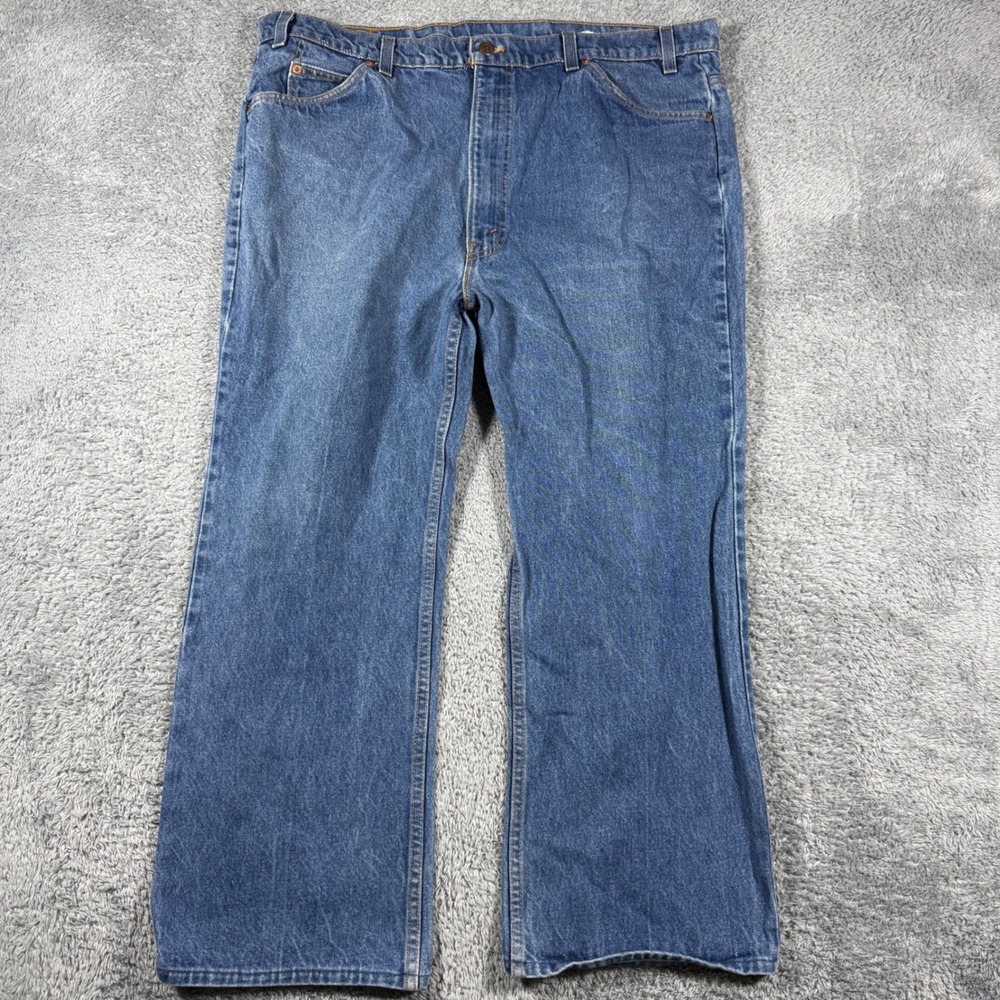 Vintage 90s Levi 517 Jeans Mens 42x28 Blue Orange Tab Bootcut Made in USA